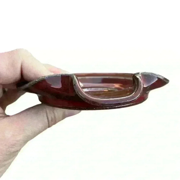 Exquisite handmade red pottery swirl spoon rest - Picture 3 of 3